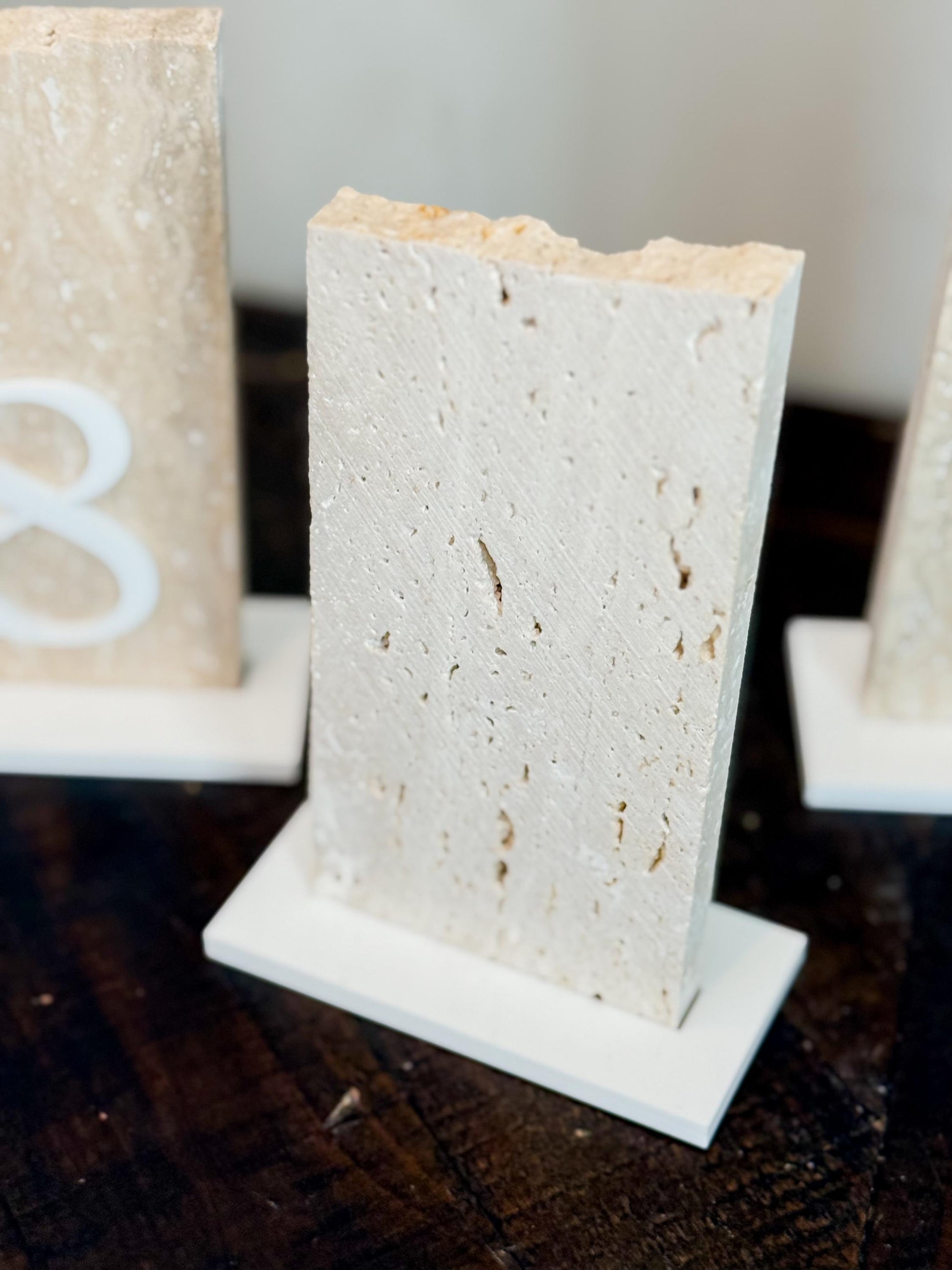 3D Travertine Stone Table Numbers | Wedding Unique Signage | Custom Layered Decor | Table Numbers | Tablescape Decor | Natural Marble