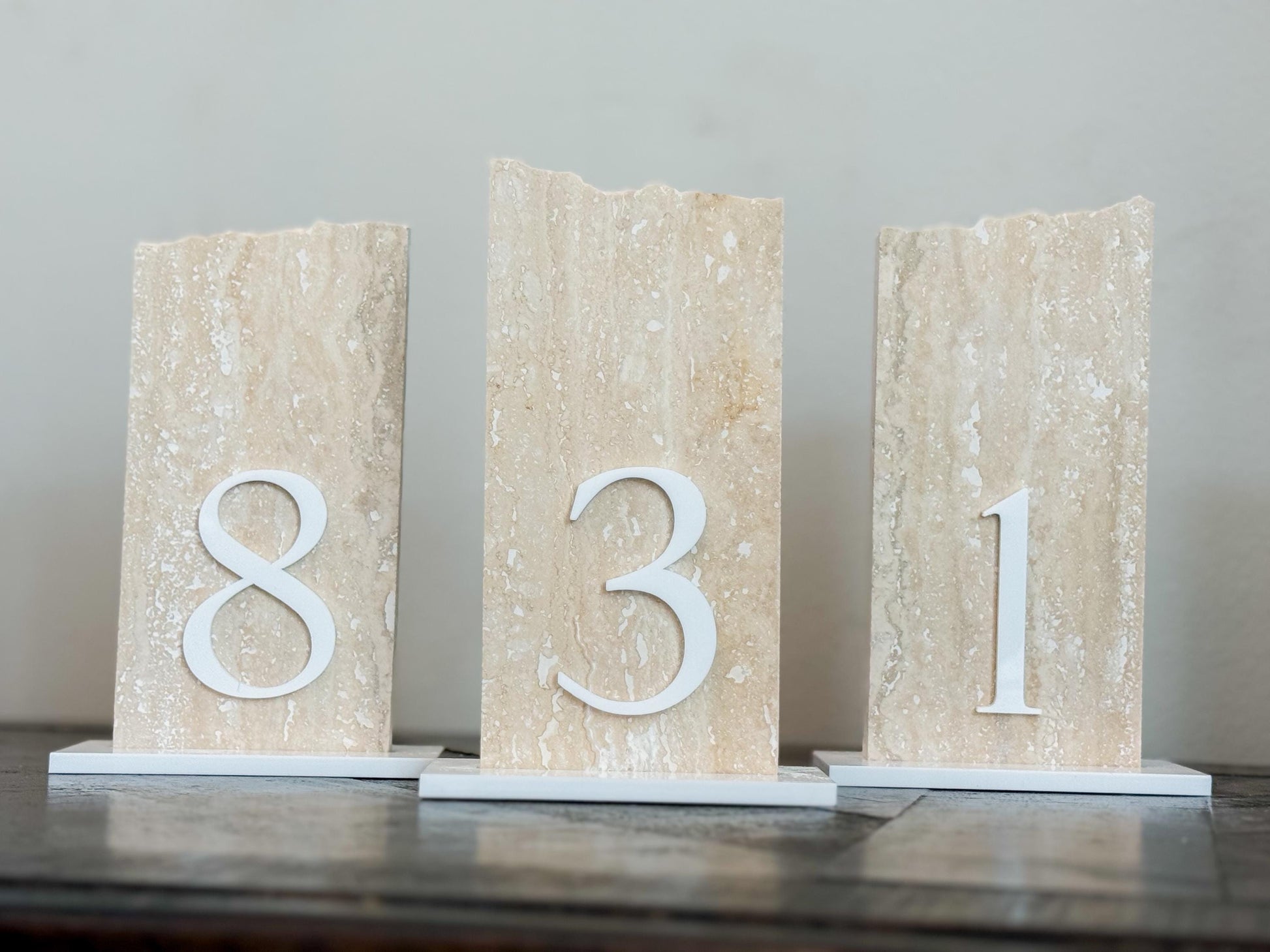 3D Travertine Stone Table Numbers | Wedding Unique Signage | Custom Layered Decor | Table Numbers | Tablescape Decor | Natural Marble