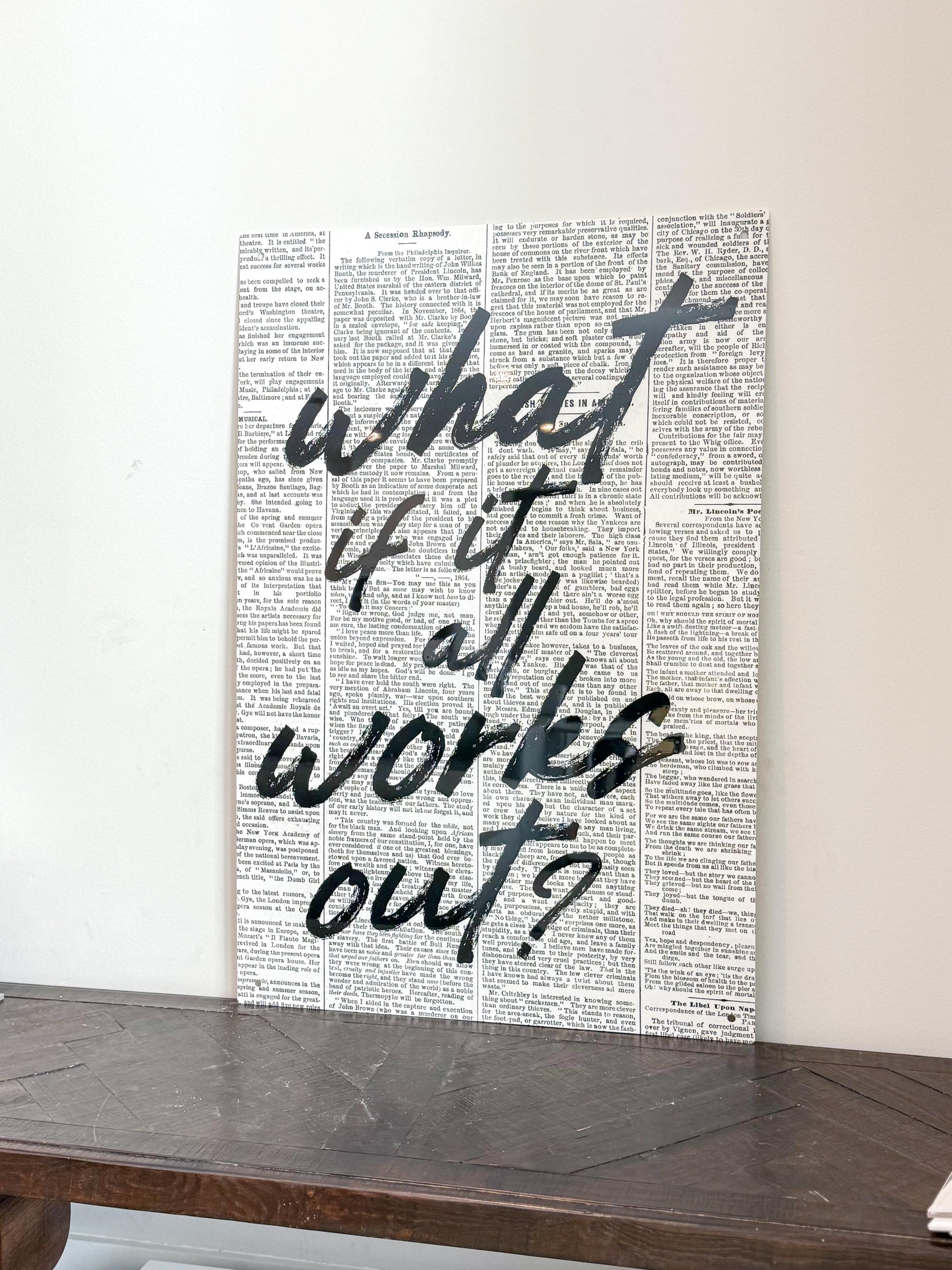 Luxury Acrylic Wall Art “What If It All Works Out?” – 35x24” Modern Quote Sign | Premium Acrylic Home Decor by Luxe Lines