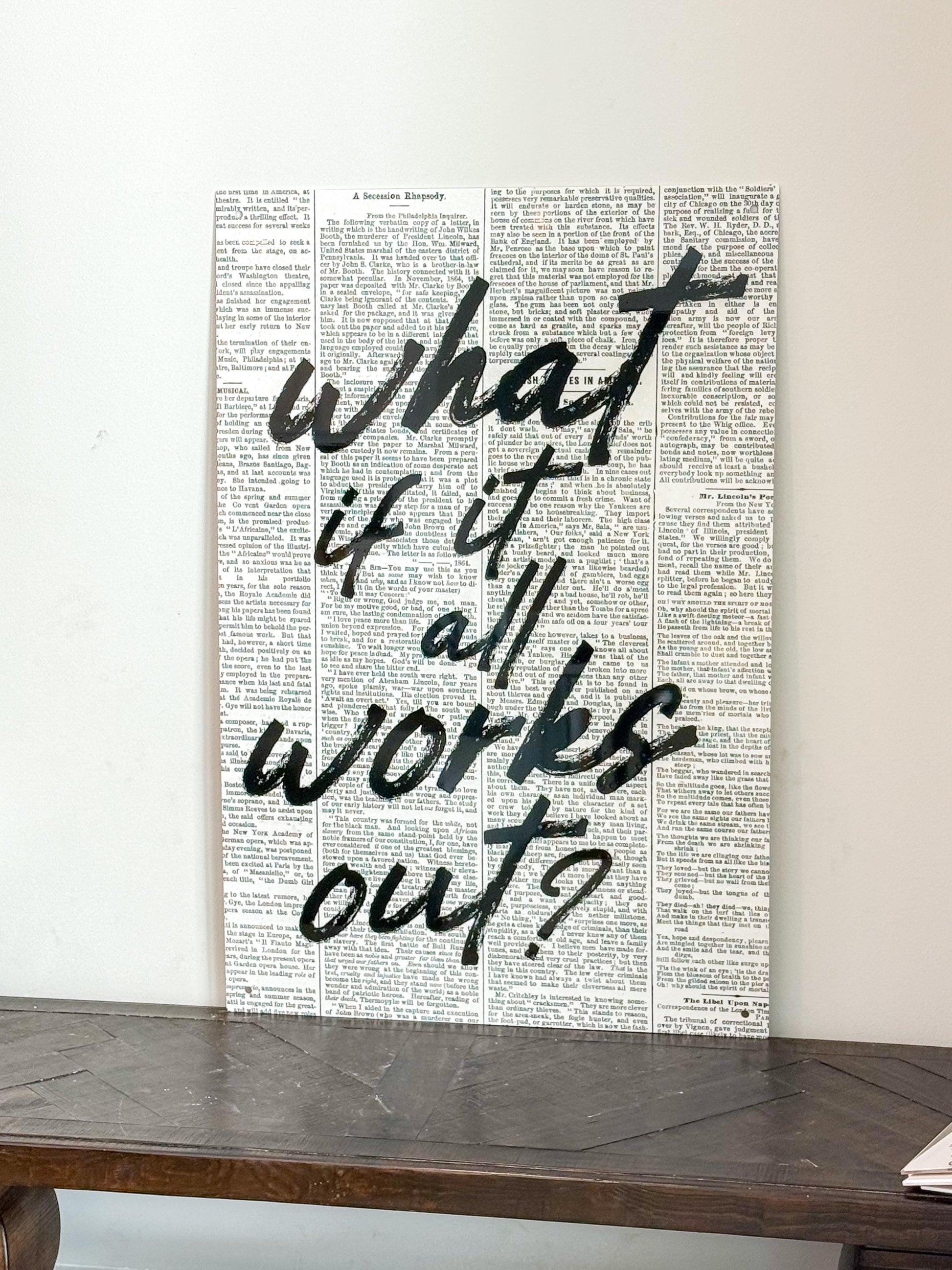 Luxury Acrylic Wall Art “What If It All Works Out?” – 35x24” Modern Quote Sign | Premium Acrylic Home Decor by Luxe Lines