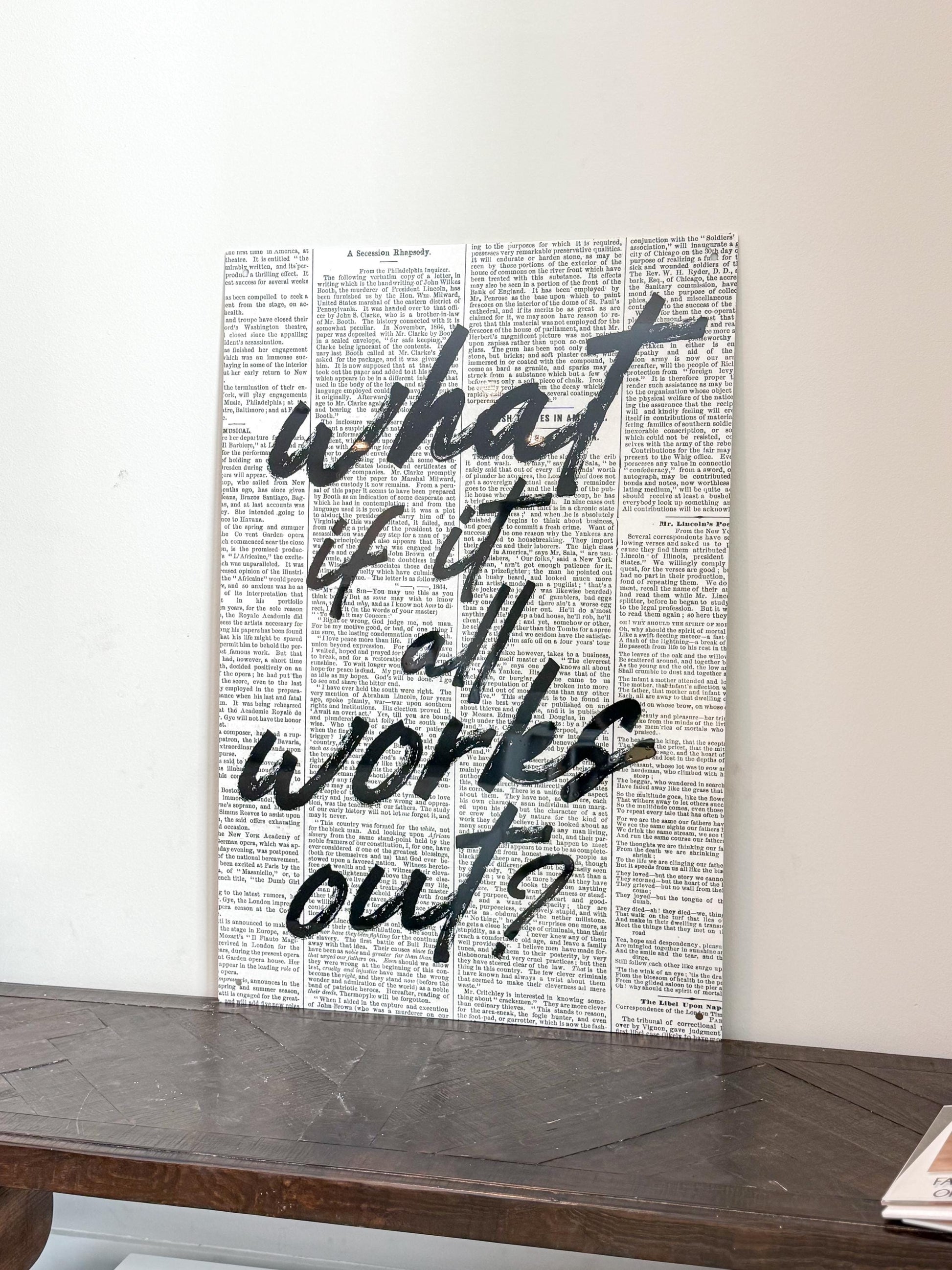 Luxury Acrylic Wall Art “What If It All Works Out?” – 35x24” Modern Quote Sign | Premium Acrylic Home Decor by Luxe Lines