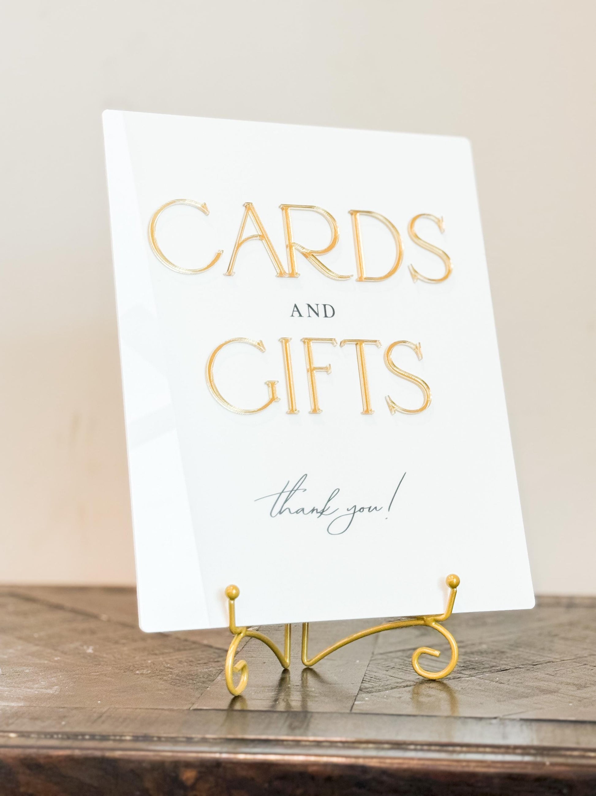 2026 Bride Cards & Gifts Sign – Gold 3D Acrylic Wedding Sign 8x10 | Cards and Gifts | Modern Luxury Acrylic Decor by Luxe Lines