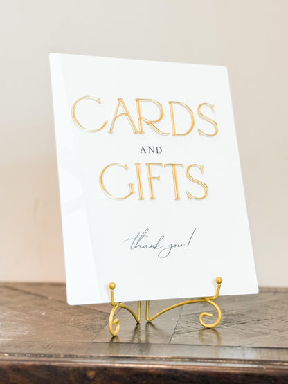 2026 Bride Cards & Gifts Sign – Gold 3D Acrylic Wedding Sign 8x10 | Cards and Gifts | Modern Luxury Acrylic Decor by Luxe Lines