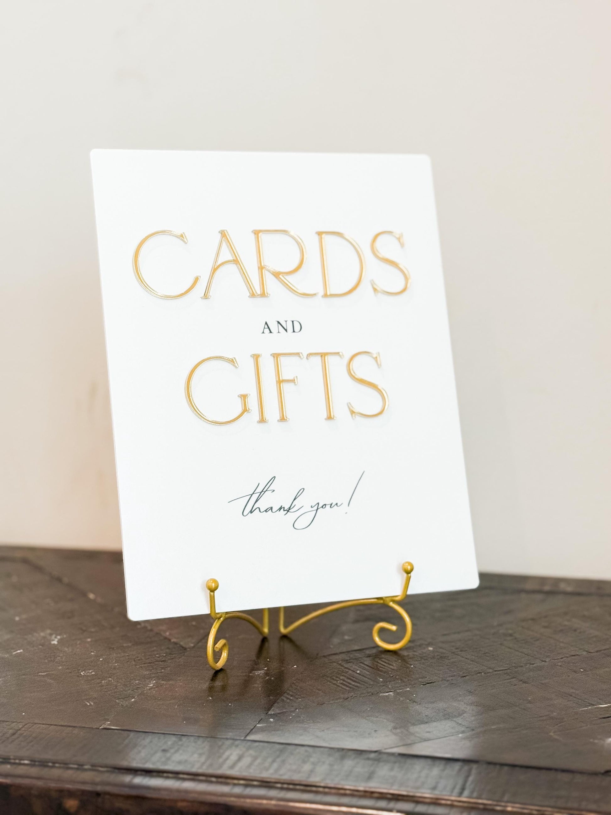 2026 Bride Cards & Gifts Sign – Gold 3D Acrylic Wedding Sign 8x10 | Cards and Gifts | Modern Luxury Acrylic Decor by Luxe Lines