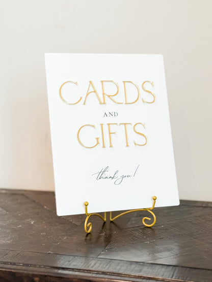 2026 Bride Cards & Gifts Sign – Gold 3D Acrylic Wedding Sign 8x10 | Cards and Gifts | Modern Luxury Acrylic Decor by Luxe Lines