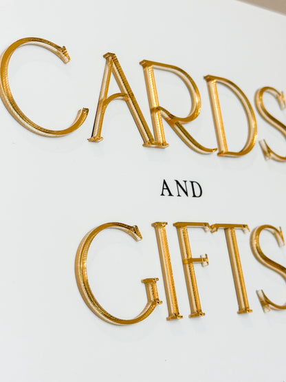 2026 Bride Cards & Gifts Sign – Gold 3D Acrylic Wedding Sign 8x10 | Cards and Gifts | Modern Luxury Acrylic Decor by Luxe Lines