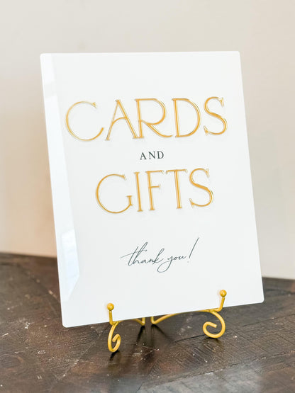2026 Bride Cards & Gifts Sign – Gold 3D Acrylic Wedding Sign 8x10 | Cards and Gifts | Modern Luxury Acrylic Decor by Luxe Lines