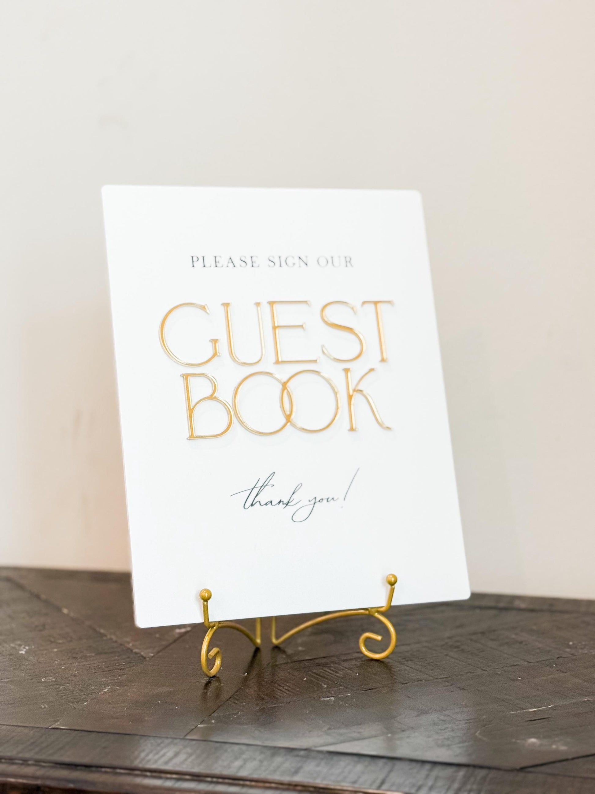 2026 Bride Guest Book Sign – Gold 3D Acrylic Wedding Sign 8x10 | Please Sign Our Guest Book | Modern Luxury Acrylic Decor by Luxe Lines