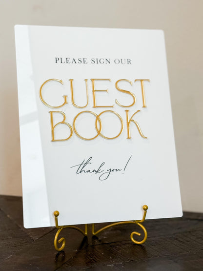 2026 Bride Guest Book Sign – Gold 3D Acrylic Wedding Sign 8x10 | Please Sign Our Guest Book | Modern Luxury Acrylic Decor by Luxe Lines