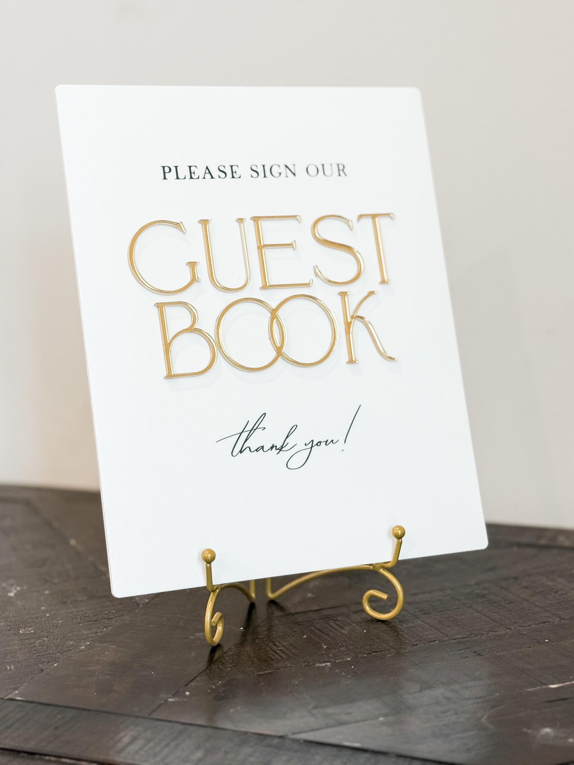 2026 Bride Guest Book Sign – Gold 3D Acrylic Wedding Sign 8x10 | Please Sign Our Guest Book | Modern Luxury Acrylic Decor by Luxe Lines
