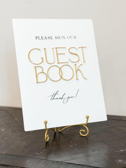 2026 Bride Guest Book Sign – Gold 3D Acrylic Wedding Sign 8x10 | Please Sign Our Guest Book | Modern Luxury Acrylic Decor by Luxe Lines