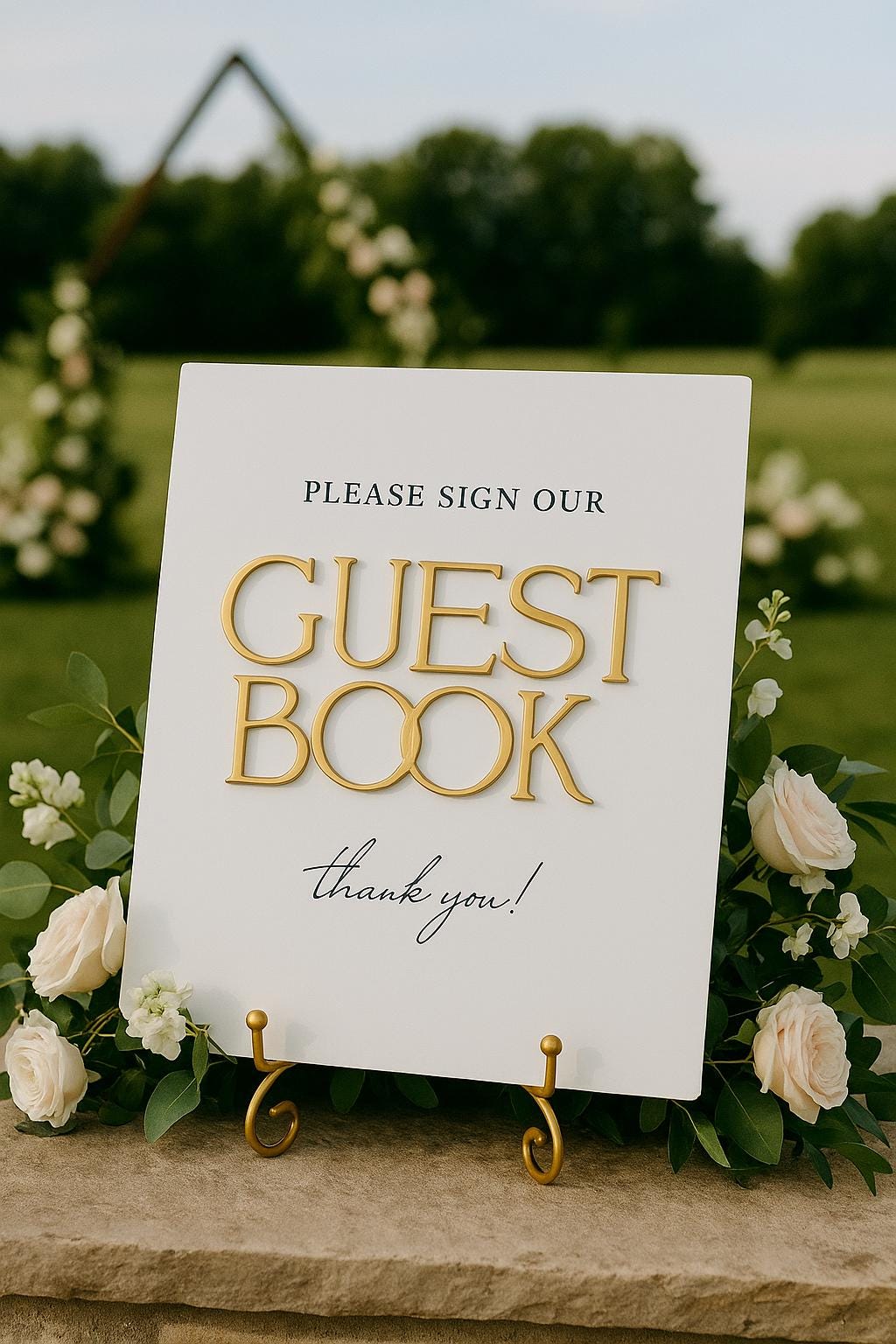 2026 Bride Guest Book Sign – Gold 3D Acrylic Wedding Sign 8x10 | Please Sign Our Guest Book | Modern Luxury Acrylic Decor by Luxe Lines