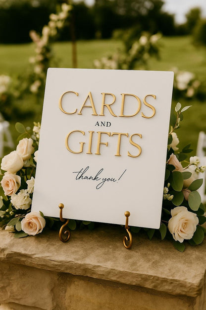2026 Bride Cards & Gifts Sign – Gold 3D Acrylic Wedding Sign 8x10 | Cards and Gifts | Modern Luxury Acrylic Decor by Luxe Lines