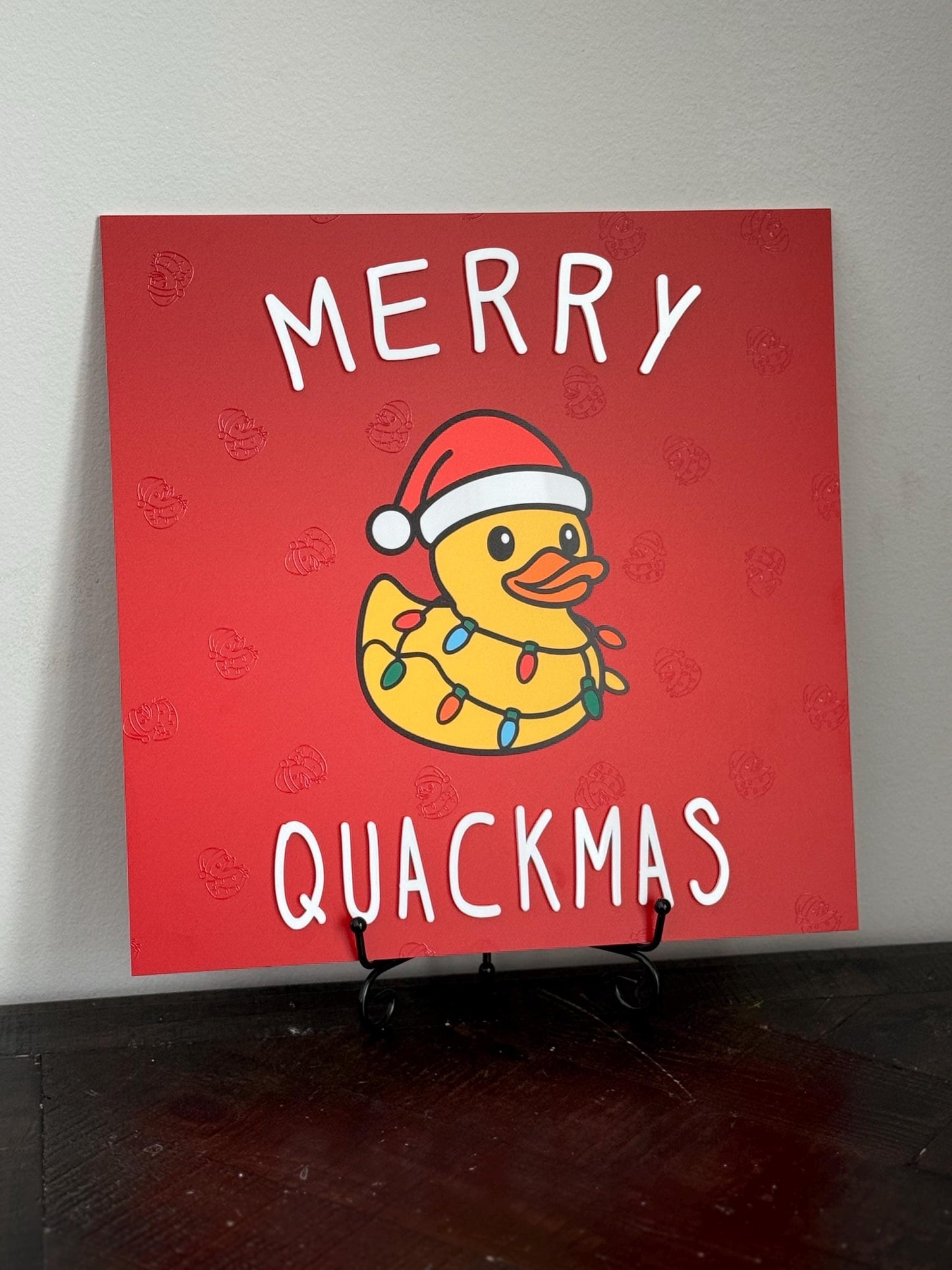 Merry Quackmas Acrylic Sign – 12x12 Inch Christmas Duck Decor | Funny Holiday Wall Art | UV Printed Acrylic Christmas Gift