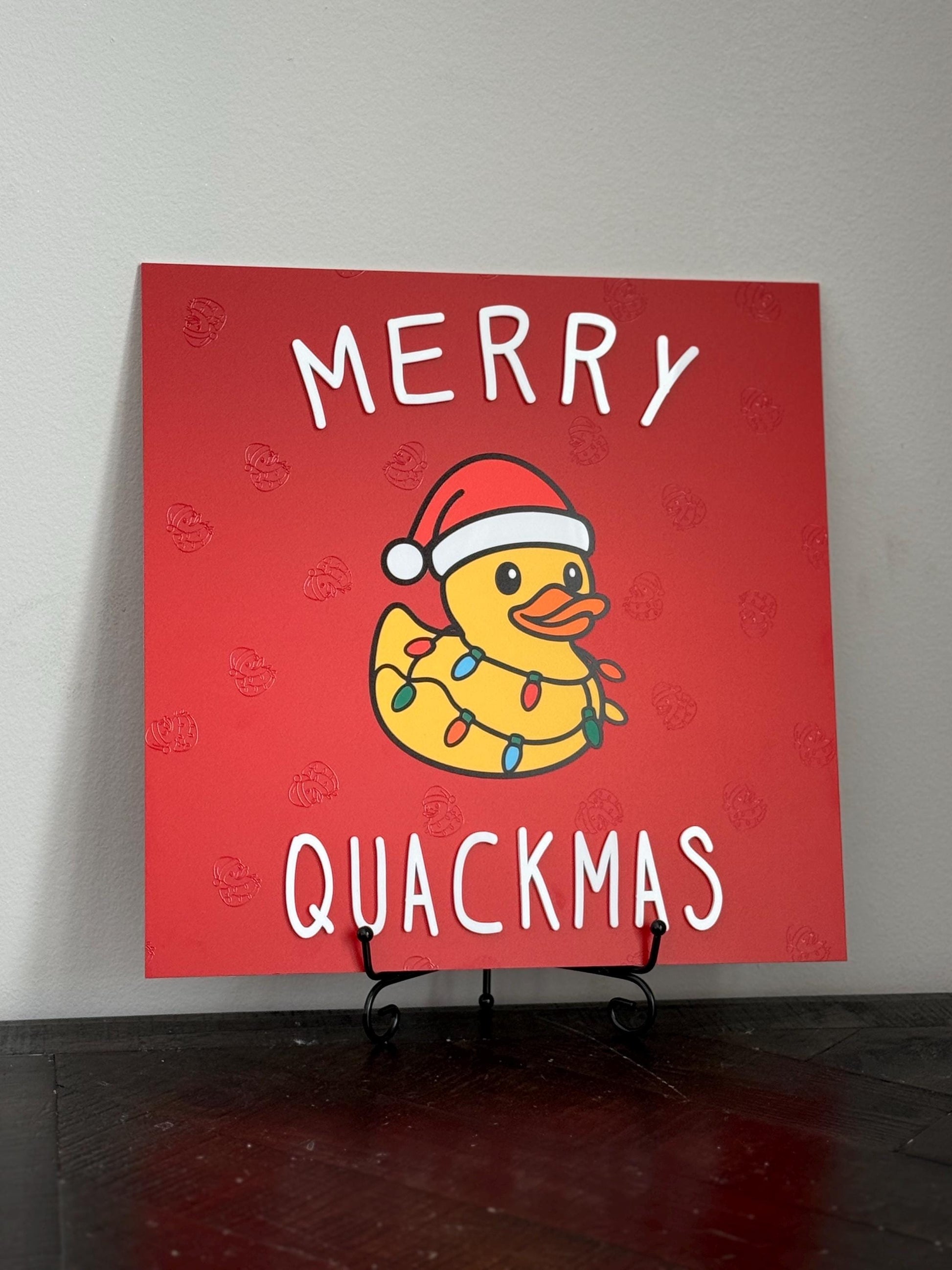 Merry Quackmas Acrylic Sign – 12x12 Inch Christmas Duck Decor | Funny Holiday Wall Art | UV Printed Acrylic Christmas Gift
