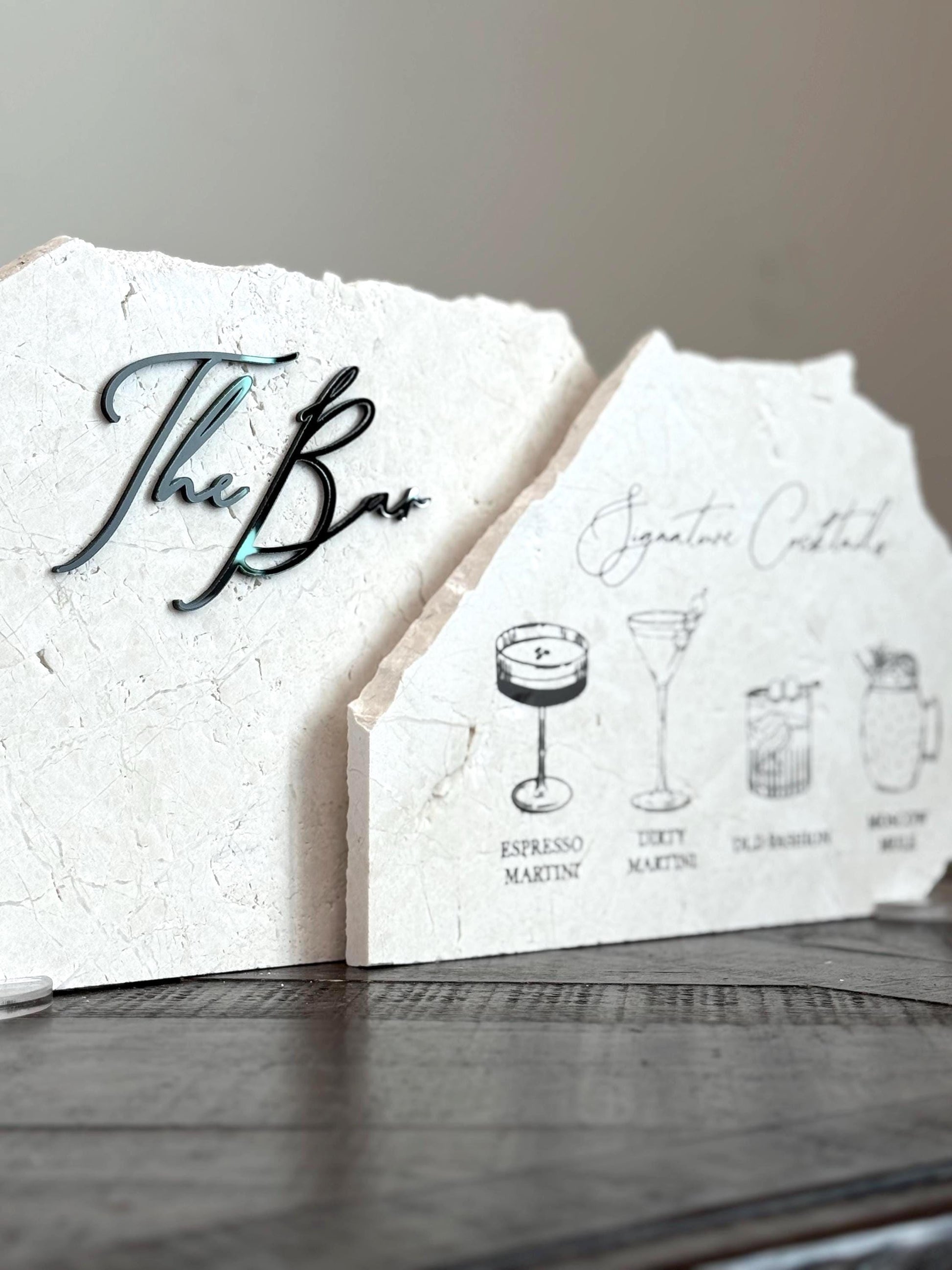 3D Marble Stone Bar Sign