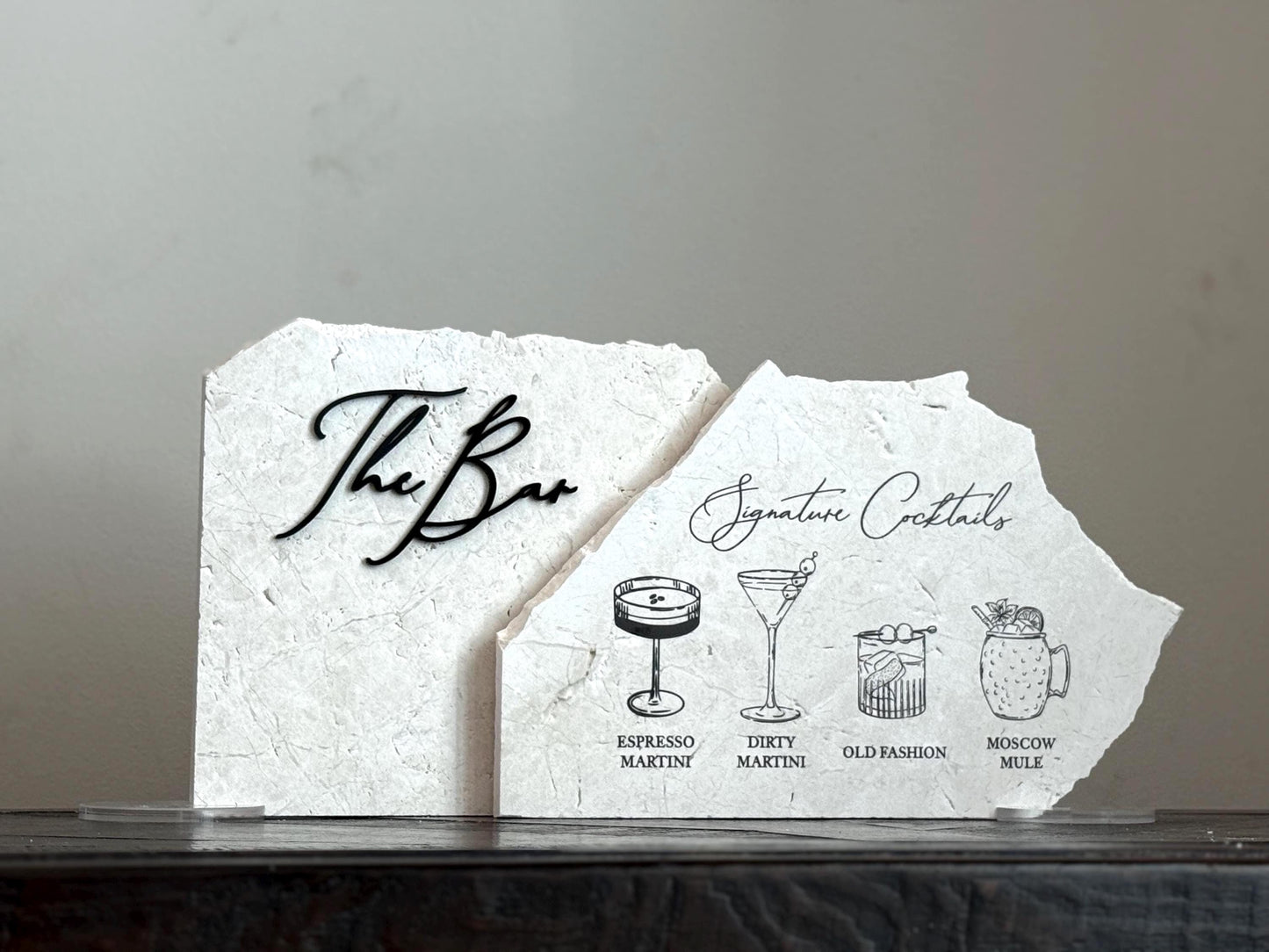3D Marble Stone Bar Sign