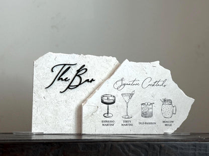 3D Marble Stone Bar Sign