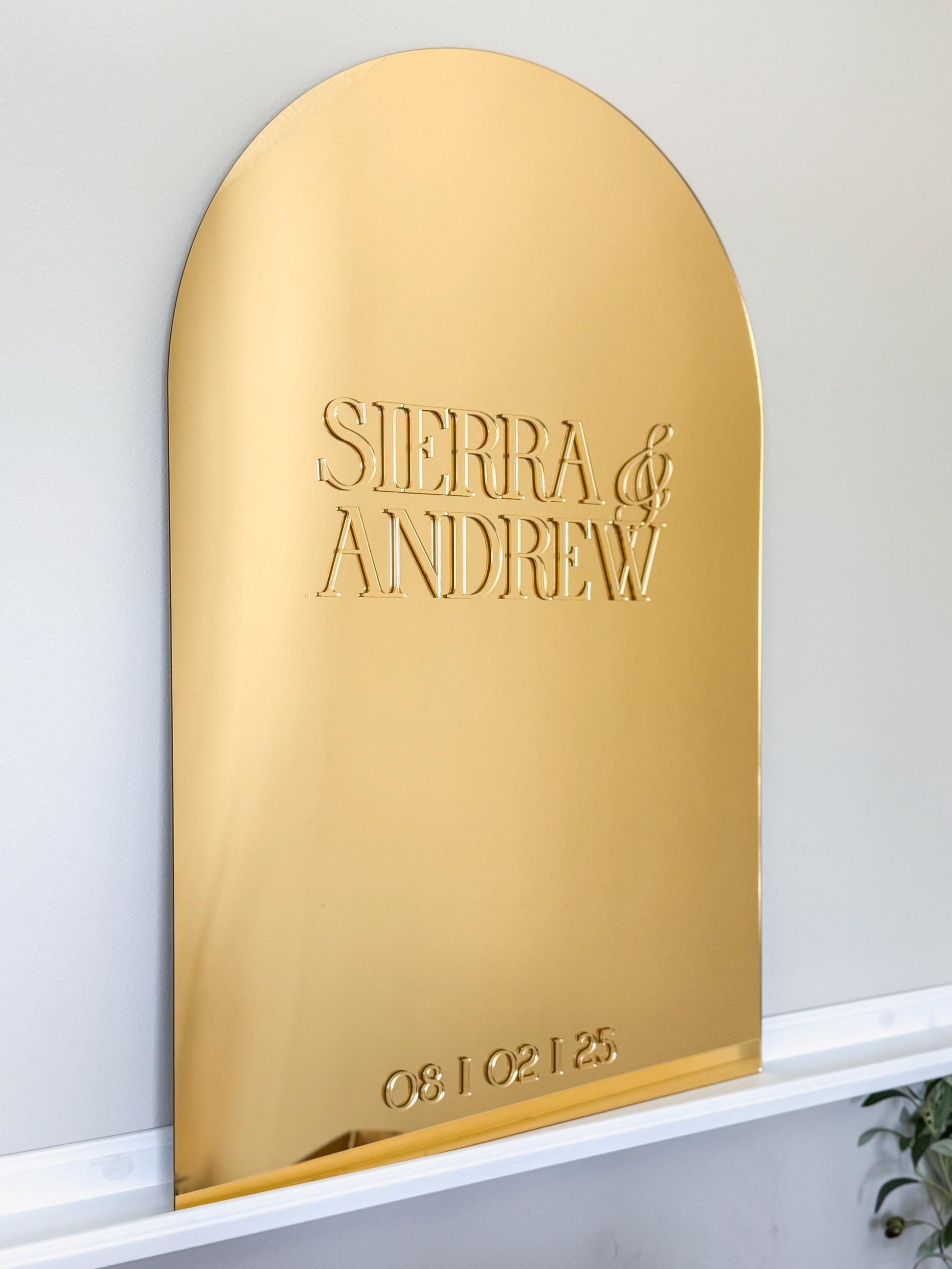 Elegant Gold Mirror Wedding Welcome Sign | Personalized Name and Date | Wedding Gift | Bridal Shower Gift| Modern Mirror Keepsake