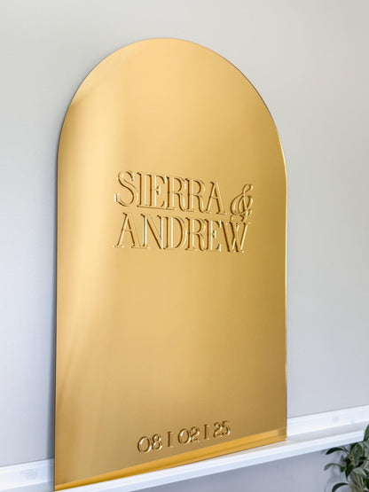 Elegant Gold Mirror Wedding Welcome Sign | Personalized Name and Date | Wedding Gift | Bridal Shower Gift| Modern Mirror Keepsake