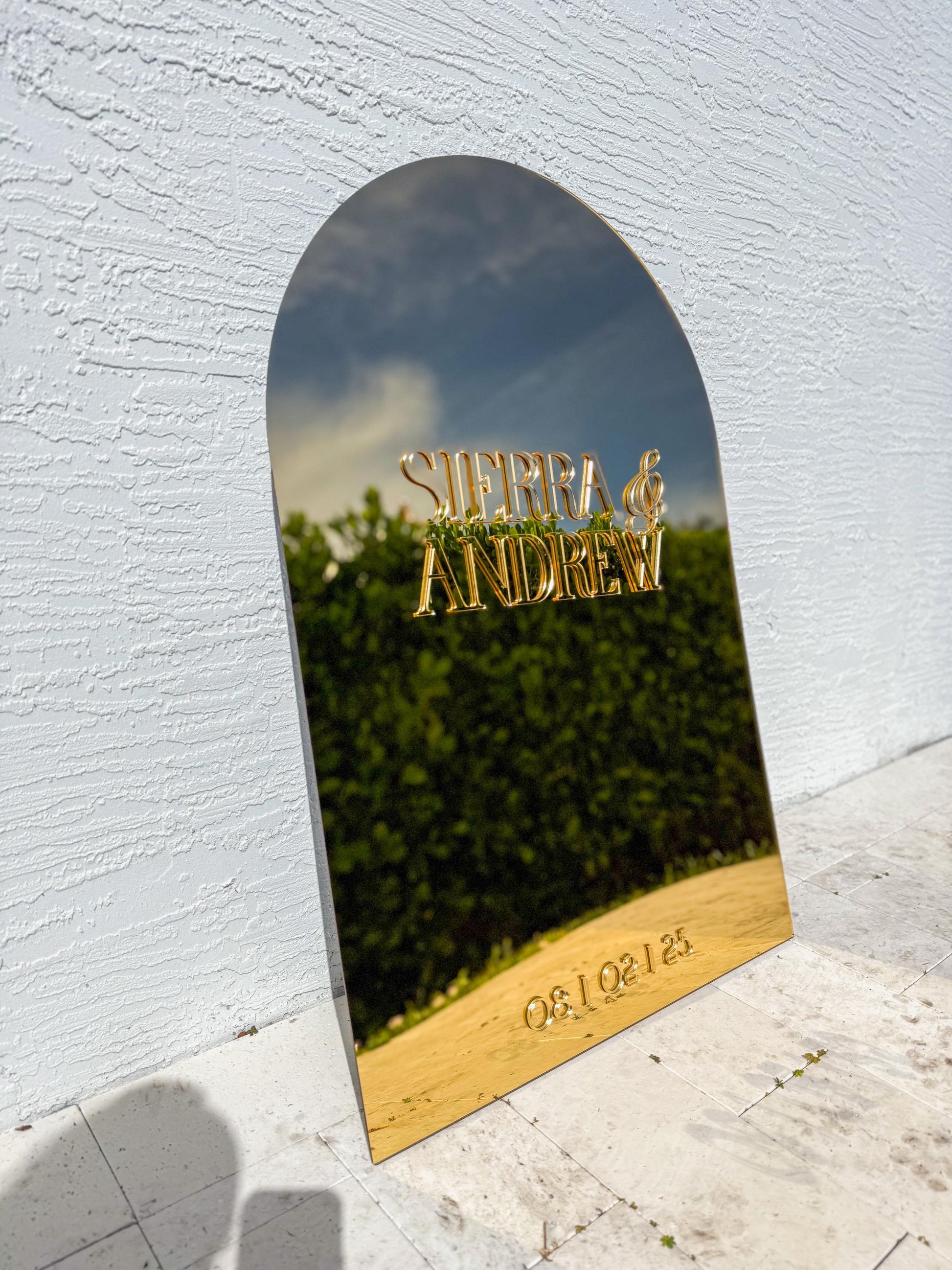 Elegant Gold Mirror Wedding Welcome Sign | Personalized Name and Date | Wedding Gift | Bridal Shower Gift| Modern Mirror Keepsake