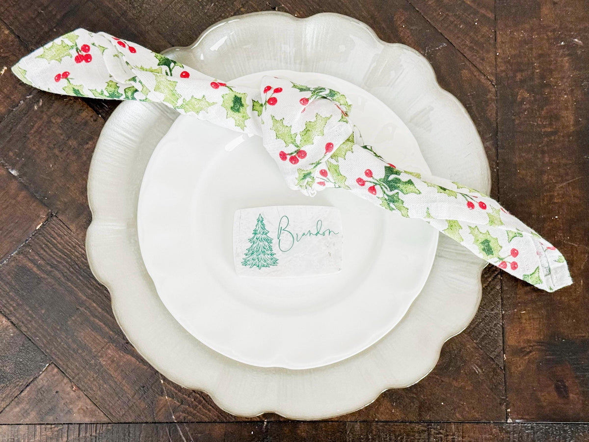Custom Marble Christmas Place Cards