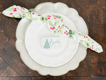 Custom Marble Christmas Place Cards – Personalized Name Tags – Elegant Holiday Table Setting – Luxe Lines Designs - Tree