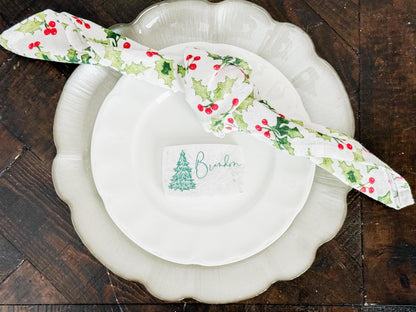 Custom Marble Christmas Place Cards – Personalized Name Tags – Elegant Holiday Table Setting – Luxe Lines Designs - Tree