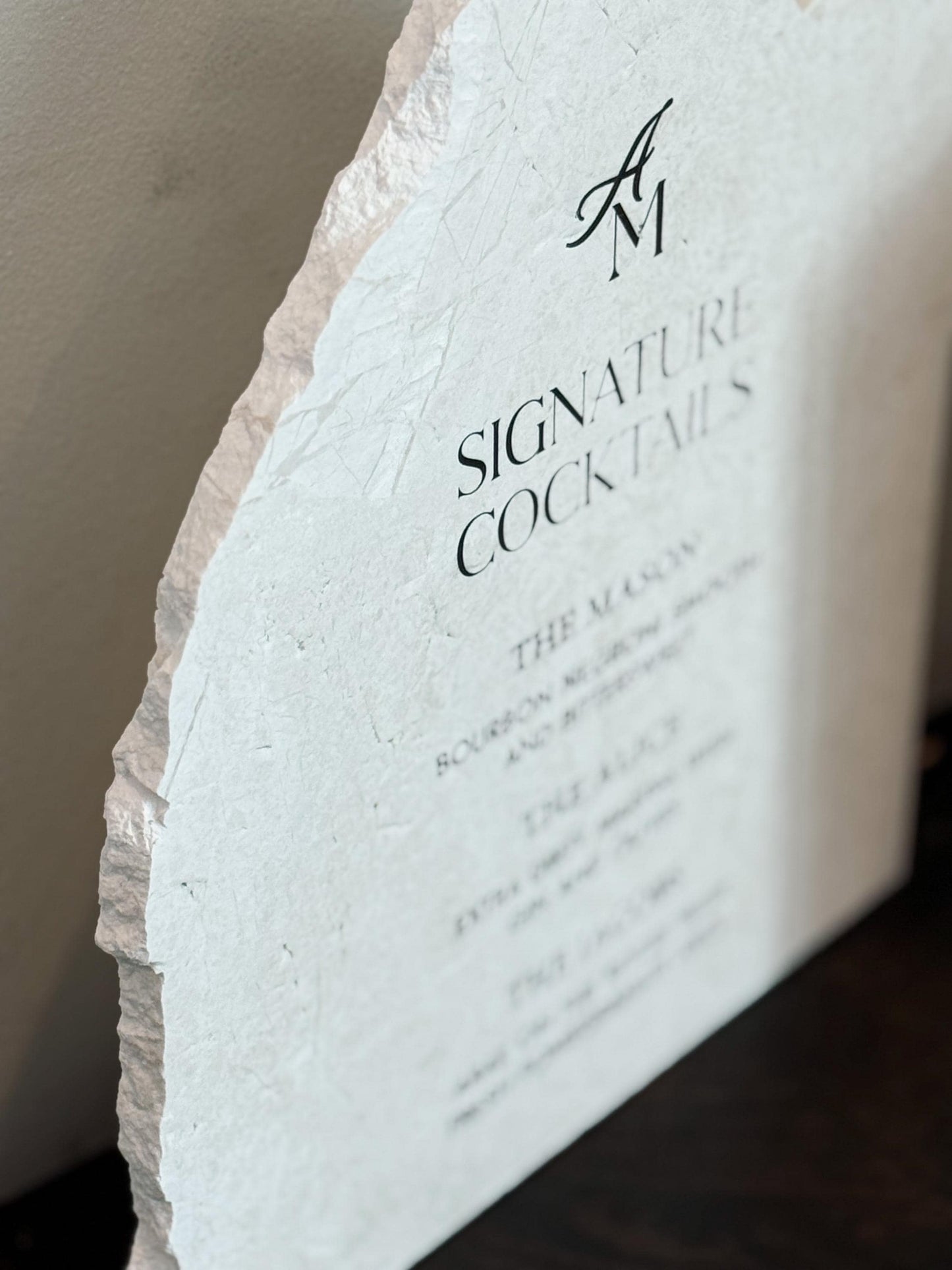 Marble Stone Bar Sign | Wedding Unique Signage | Menu sign | Drink Sign | Bar Sign | Signature Drinks