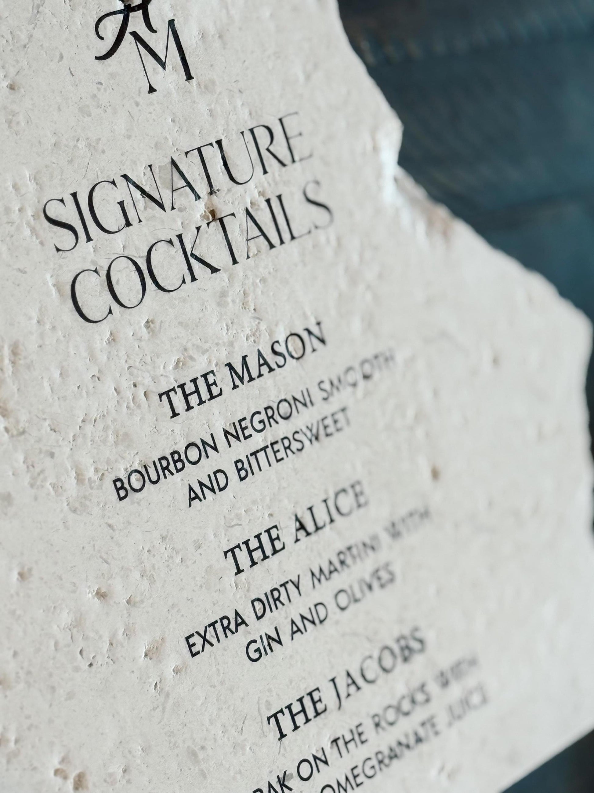 Marble Stone Bar Sign | Wedding Unique Signage | Menu sign | Drink Sign | Bar Sign | Signature Drinks