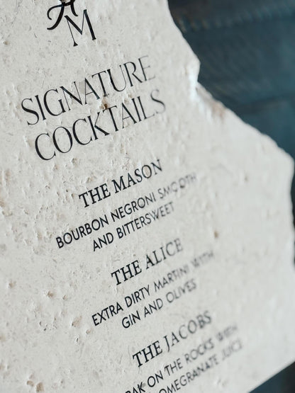 Marble Stone Bar Sign | Wedding Unique Signage | Menu sign | Drink Sign | Bar Sign | Signature Drinks