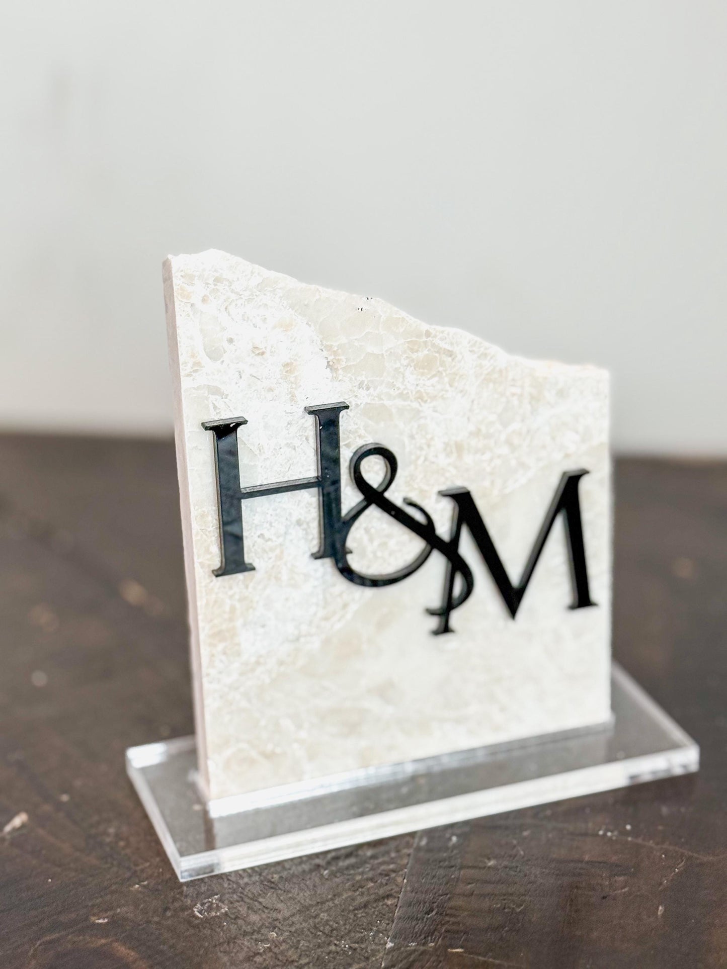 Initial Marble Stone Table Numbers | Wedding Unique Signage | Custom Layered Decor | Table Numbers | Tablescape Decor | Travertine Looking
