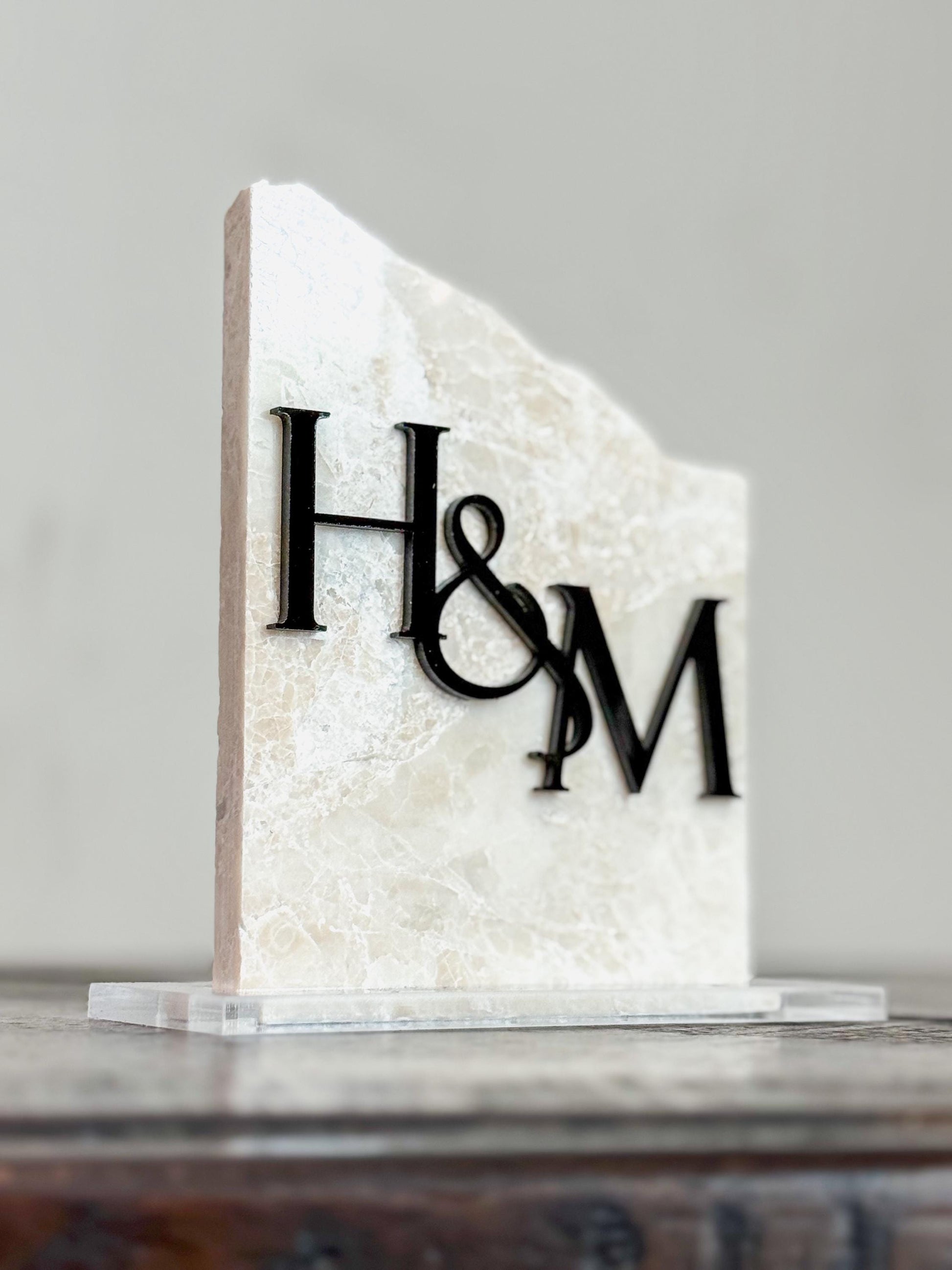 Initial Marble Stone Table Numbers | Wedding Unique Signage | Custom Layered Decor | Table Numbers | Tablescape Decor | Travertine Looking