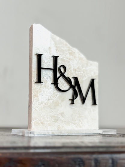 Initial Marble Stone Table Numbers | Wedding Unique Signage | Custom Layered Decor | Table Numbers | Tablescape Decor | Travertine Looking