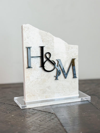Initial Marble Stone Table Numbers | Wedding Unique Signage | Custom Layered Decor | Table Numbers | Tablescape Decor | Travertine Looking