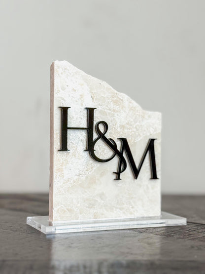 Initial Marble Stone Table Numbers | Wedding Unique Signage | Custom Layered Decor | Table Numbers | Tablescape Decor | Travertine Looking