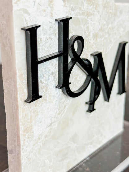 Initial Marble Stone Table Numbers | Wedding Unique Signage | Custom Layered Decor | Table Numbers | Tablescape Decor | Travertine Looking