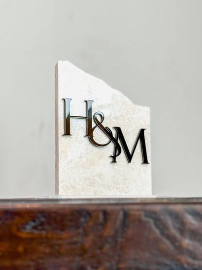 Initial Marble Stone Table Numbers | Wedding Unique Signage | Custom Layered Decor | Table Numbers | Tablescape Decor | Travertine Looking