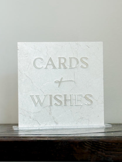 Marble 3D Cards and Wishes Table Sign | Wedding Sign | Modern Wedding Decor | Favor Sign | Party Tabletop Signs | Gold Mirror