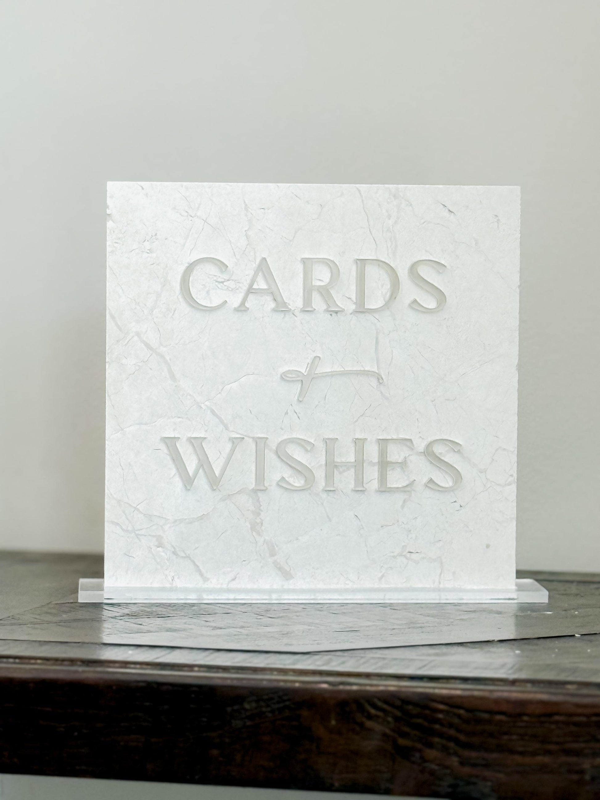 Marble 3D Cards and Wishes Table Sign | Wedding Sign | Modern Wedding Decor | Favor Sign | Party Tabletop Signs | Gold Mirror
