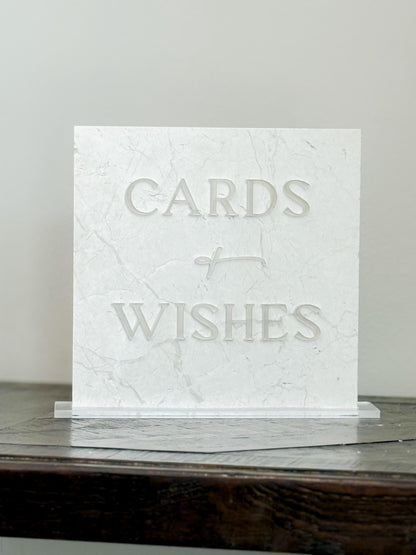 Marble 3D Cards and Wishes Table Sign | Wedding Sign | Modern Wedding Decor | Favor Sign | Party Tabletop Signs | Gold Mirror