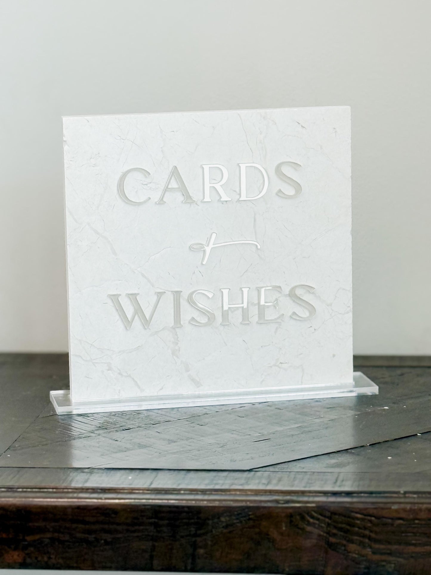 Marble 3D Cards and Wishes Table Sign | Wedding Sign | Modern Wedding Decor | Favor Sign | Party Tabletop Signs | Gold Mirror