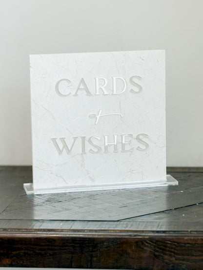 Marble 3D Cards and Wishes Table Sign | Wedding Sign | Modern Wedding Decor | Favor Sign | Party Tabletop Signs | Gold Mirror