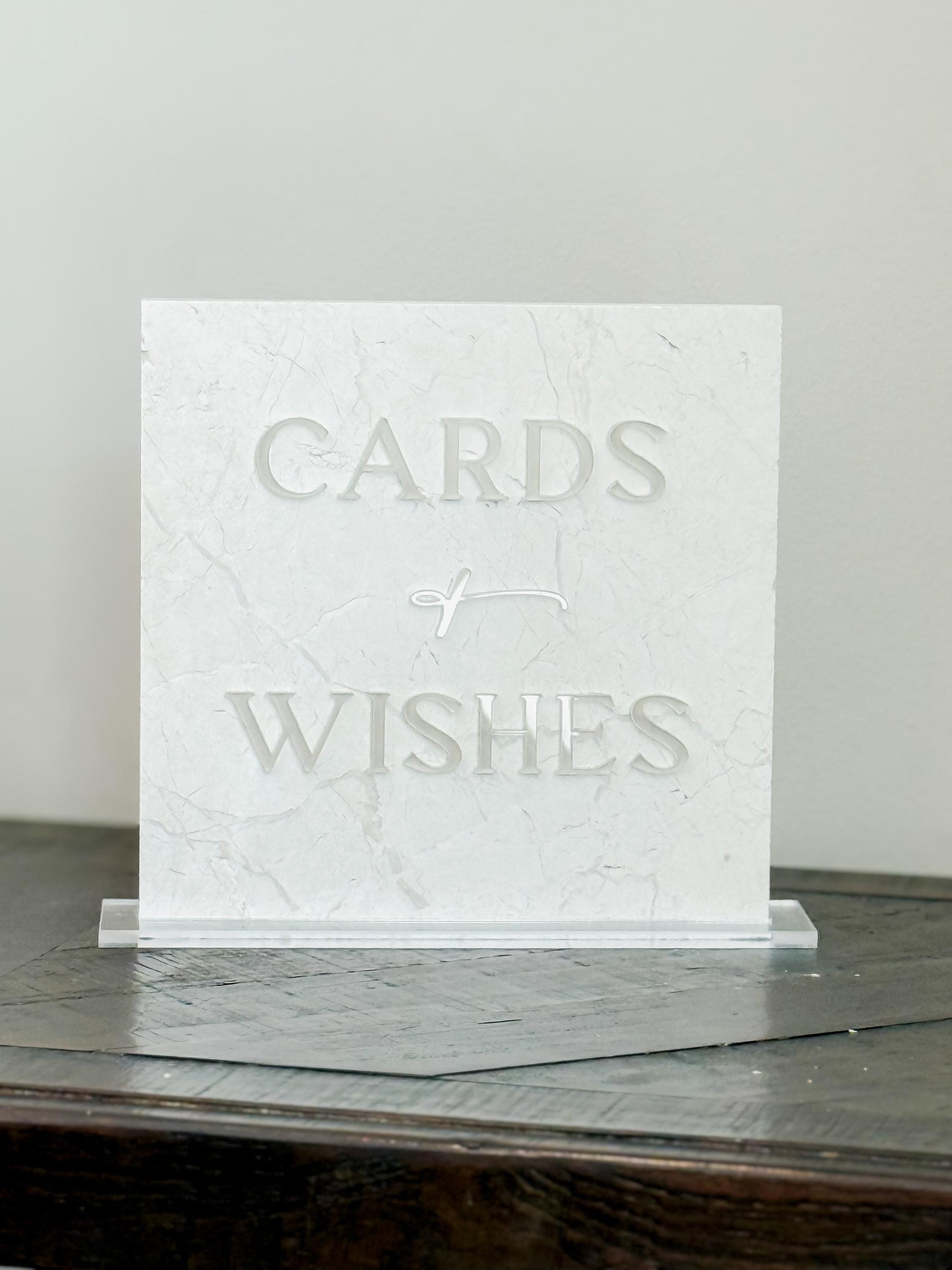 Marble 3D Cards and Wishes Table Sign | Wedding Sign | Modern Wedding Decor | Favor Sign | Party Tabletop Signs | Gold Mirror