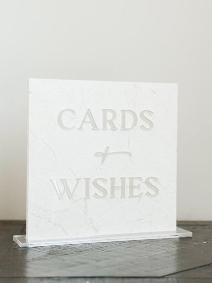 Marble 3D Cards and Wishes Table Sign | Wedding Sign | Modern Wedding Decor | Favor Sign | Party Tabletop Signs | Gold Mirror