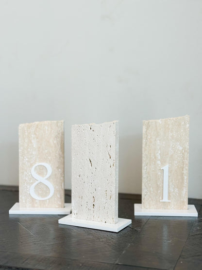 3D Travertine Stone Table Numbers | Wedding Unique Signage | Custom Layered Decor | Table Numbers | Tablescape Decor | Natural Marble
