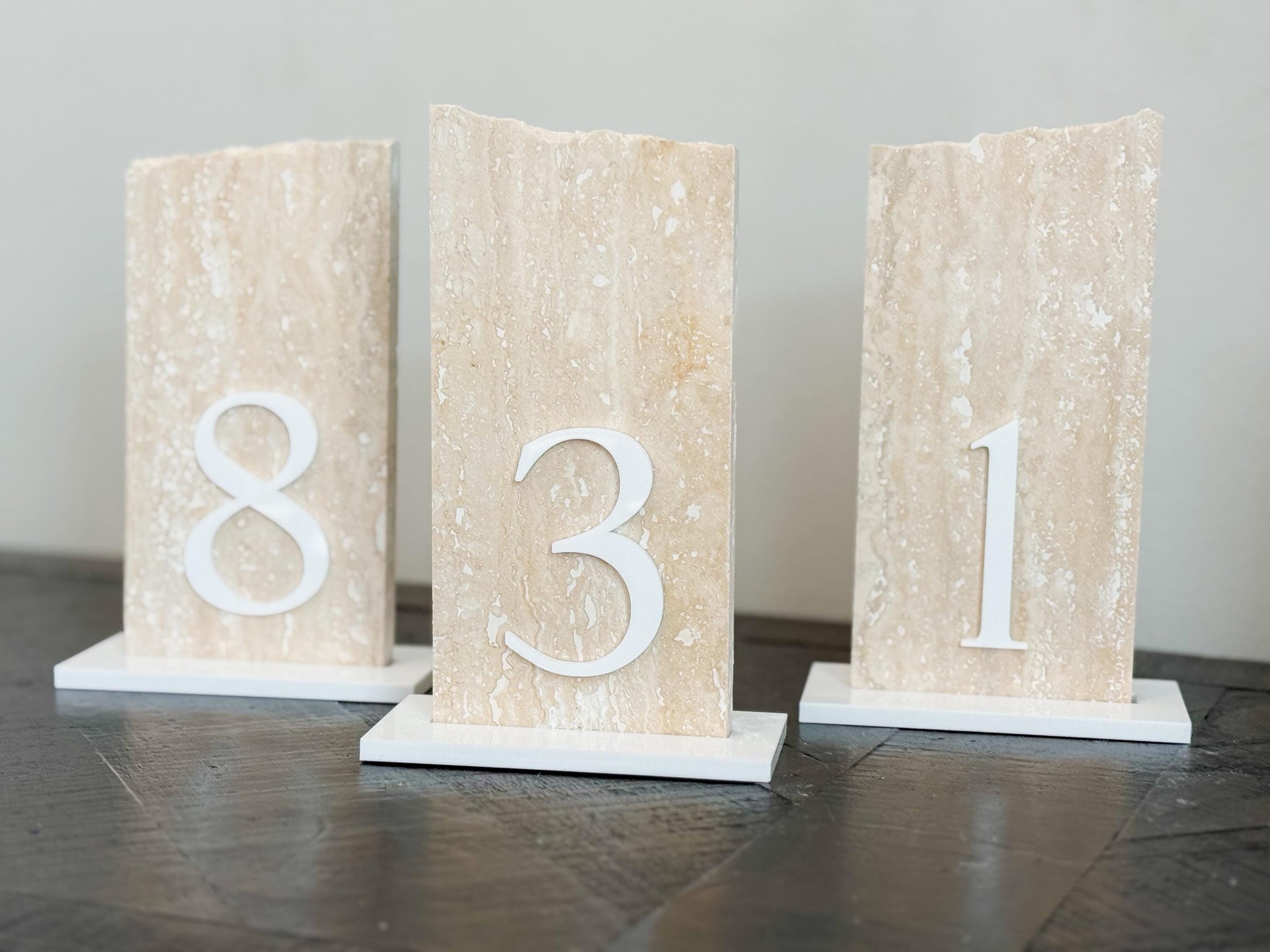3D Travertine Stone Table Numbers | Wedding Unique Signage | Custom Layered Decor | Table Numbers | Tablescape Decor | Natural Marble