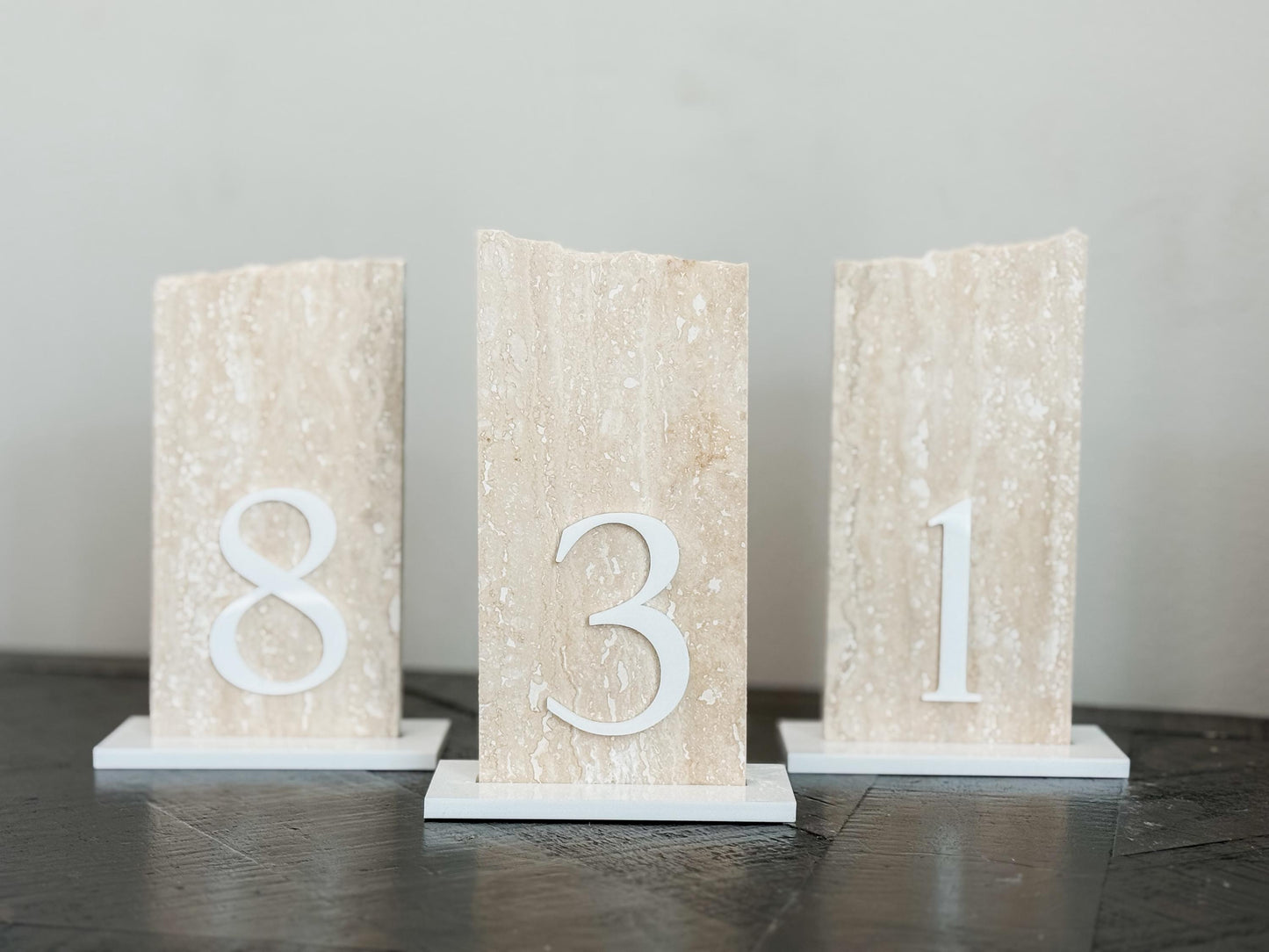 3D Travertine Stone Table Numbers | Wedding Unique Signage | Custom Layered Decor | Table Numbers | Tablescape Decor | Natural Marble