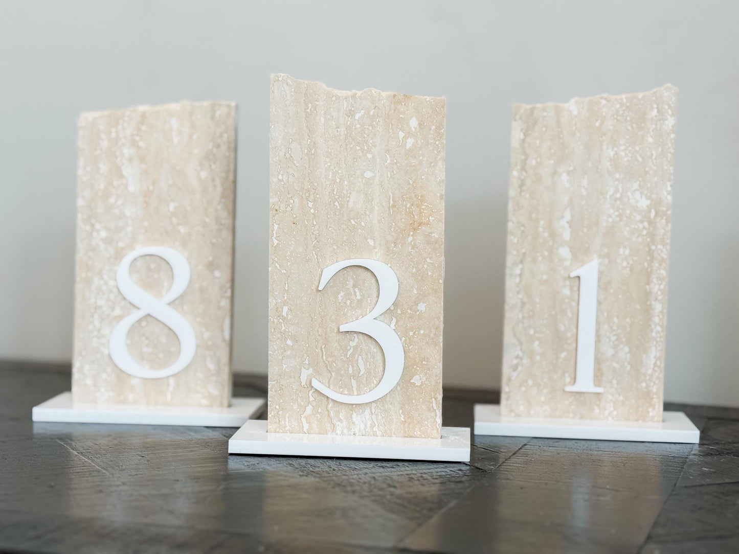 3D Travertine Stone Table Numbers