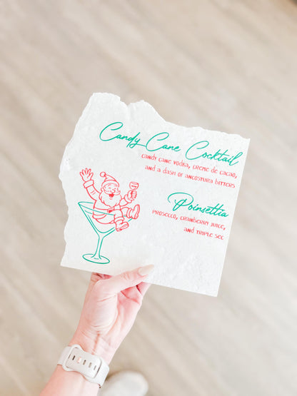 Christmas Cocktail Menu Sign – Santa Disco Stone Sign | Holiday Bar Sign | Christmas Party Decor | Luxe Lines Designs